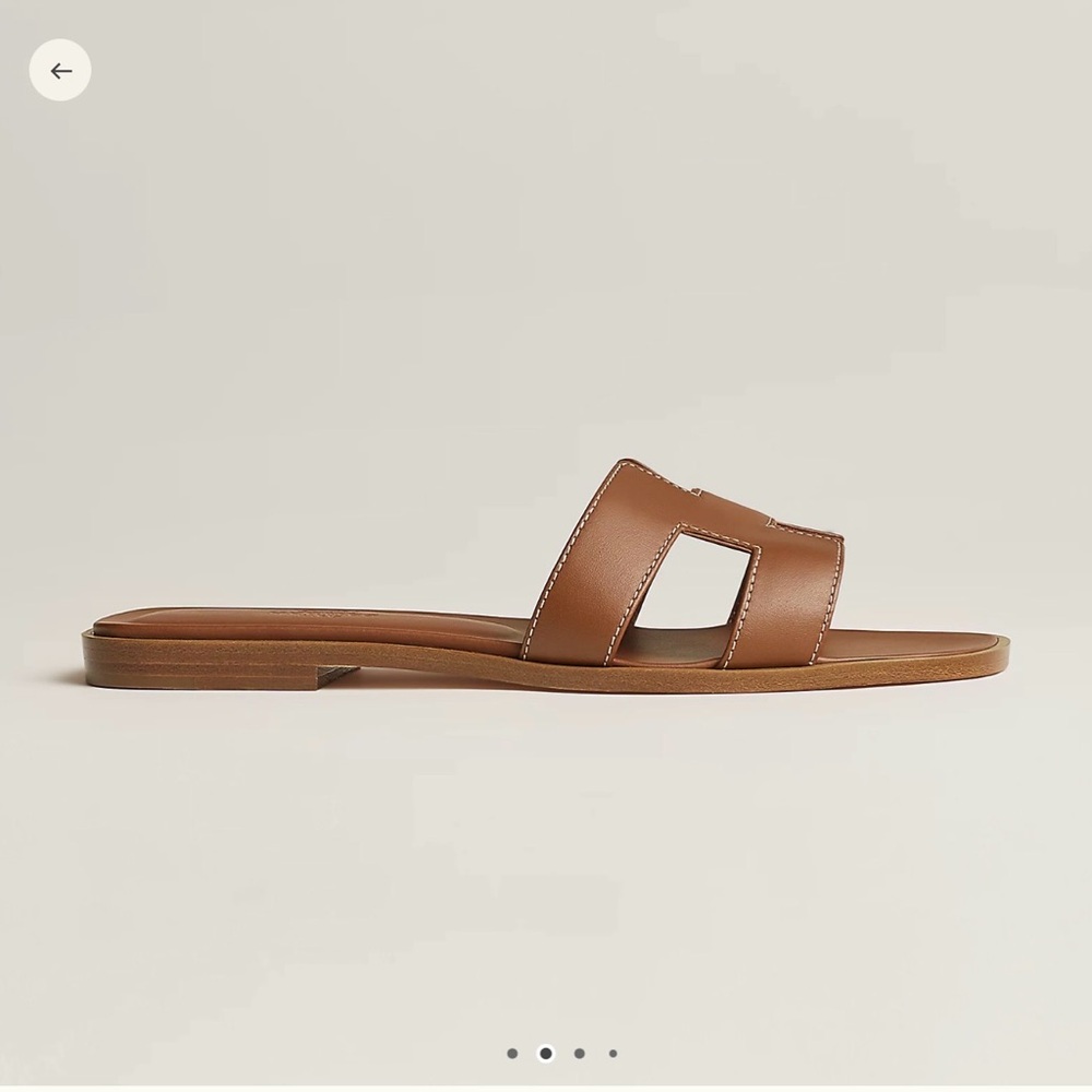 Hermes Oran Sandals Gold Tan Leather - Picture 2 of 3